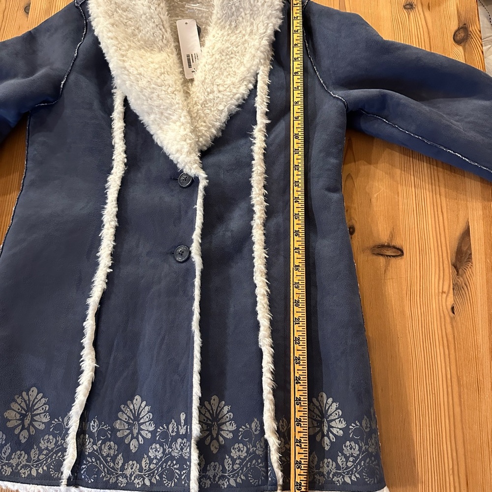 Soft Surroundings Shearling Coat Nightshadow Blue… - image 13